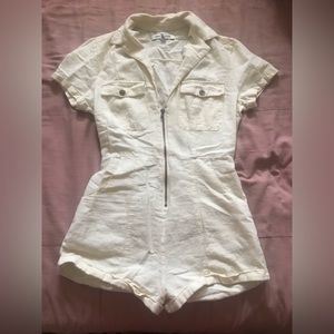 Urban Outfitters - Linen Blend Zip-Up Romper